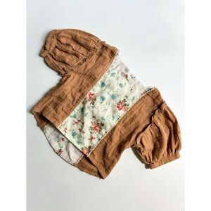 EUC Popelin Floral Swiss Dot Blouse 3/4y